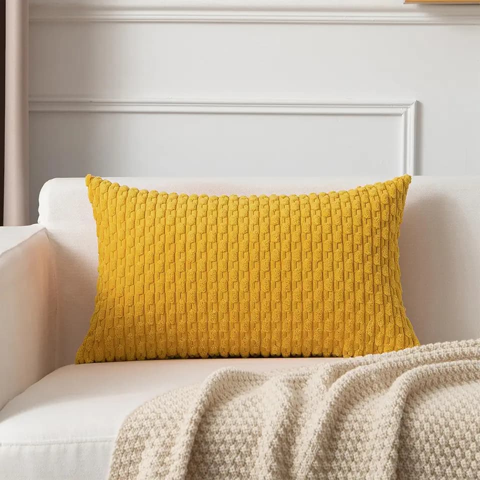 Kevin Textile Soft Corduroy 12"x24" Pillow Cover 1 Pack, Mustard Yellow