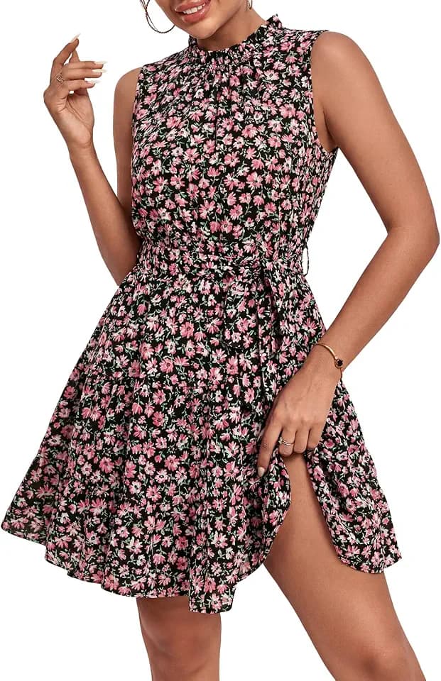 Umenlele Women's Ruffle Casual Mini Dress