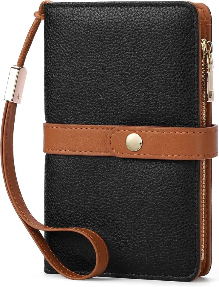 Small Wallet Women RFID Blocking Vegan Leather Slim Thin Bifold Credit Card Wallet Passport Holder Ladies Travel Wallet Mini Purse with Zipper Pocket