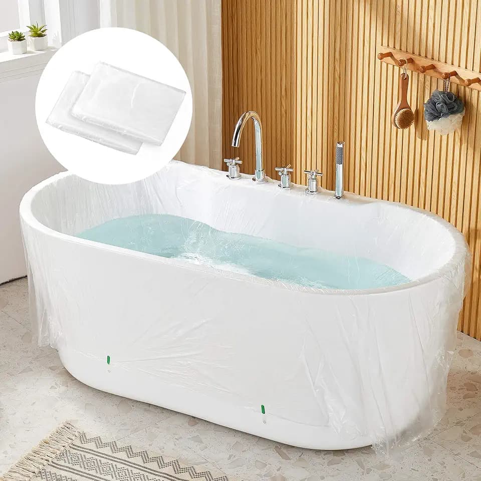 15 Pack Disposable Bathtub Liner (102x47') Large Size, Anti-Slip, Heavy Duty, Bath Tub Liners, Bathtub Cover Liner, Fit for Bathroom/Travel/Salon/Spa//Hotel Bath Tubs