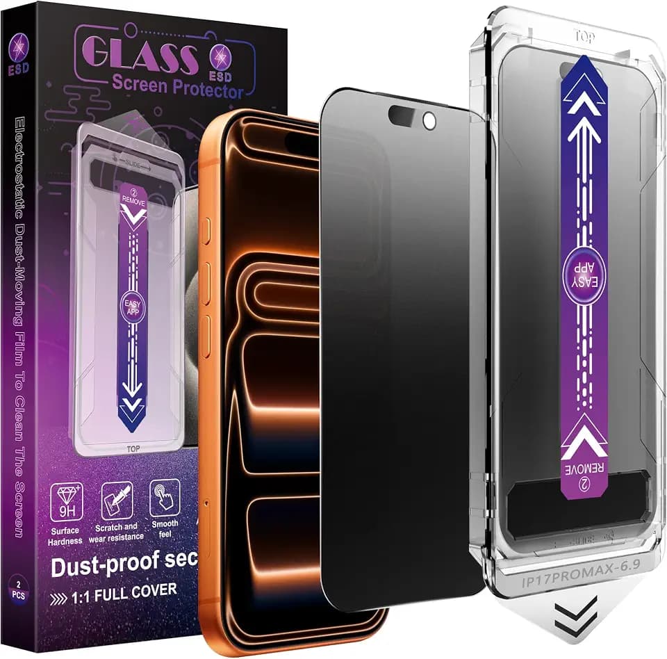 2 Pack Matte Privacy Screen Protector for iPhone 17 Pro Max 6.9-Inch Auto Dust Removal, No Bubbles,Anti-Spy Tempered Glass Film, Easy Installation