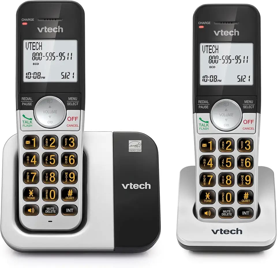 VTech DECT 6.0 Cordless Phone, 2-Handset – Interference-Free Sound, Large Backlit Display, Big Buttons, Caller ID | VG231-2