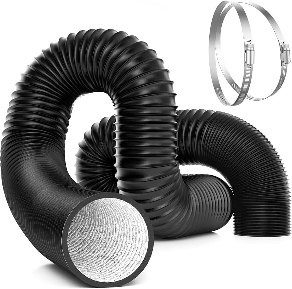 VIVOSUN 6 Inch 25 Feet Flexible Aluminum Ducting with 2 Clamps, Black