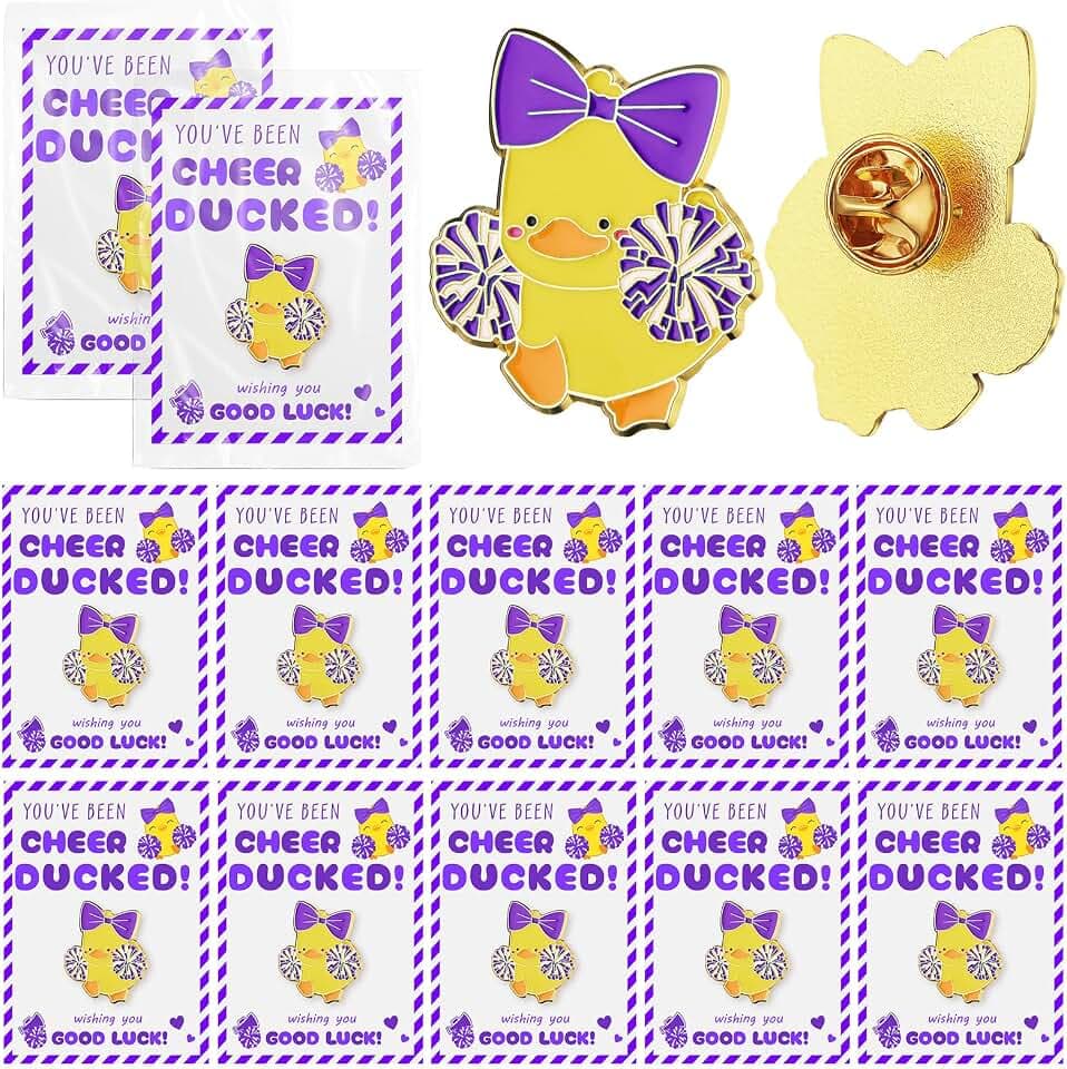 Quelay 24 Pack Cheer Duck Pins Bulk Cheer gifts bulk for Team