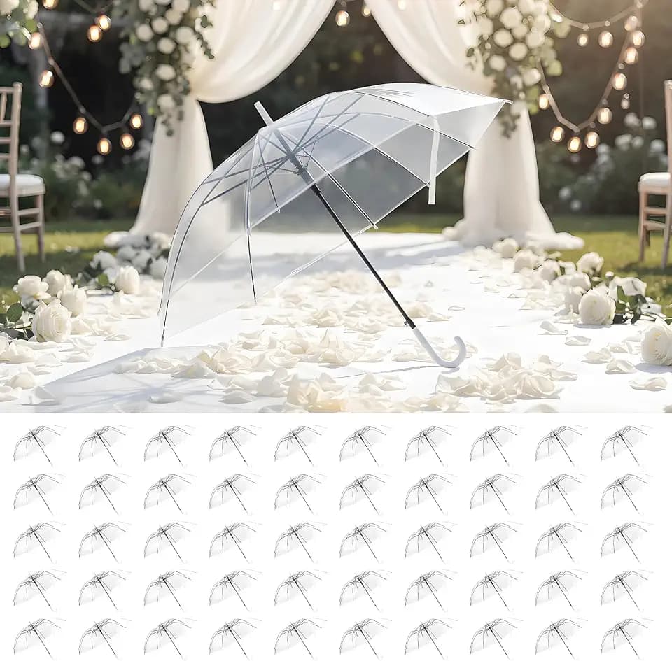 50 Pcs Clear Umbrella Wedding,Clear Wedding Umbrellas Guests Bulk for Rain