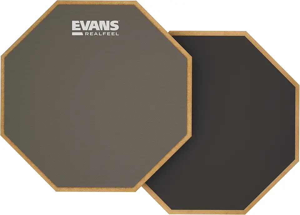 Evans RealFeel - Drum Practice Pad - Drum Pad - Drummer Practice Pad - Gum Rubber & Neoprene, 2 Sided, 6 Inch,Grey
