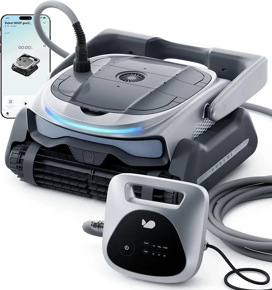 BUBLUE Bubot 800P Gen2 Pool Vacuum for Inground Pools,Robotic Pool Cleaner with Smart Navigation,App Control& Scheduling,Cleans Floor/Wall/Waterline/Shallow Area,for Pools up to 1,076 Sq.Ft Light Gray