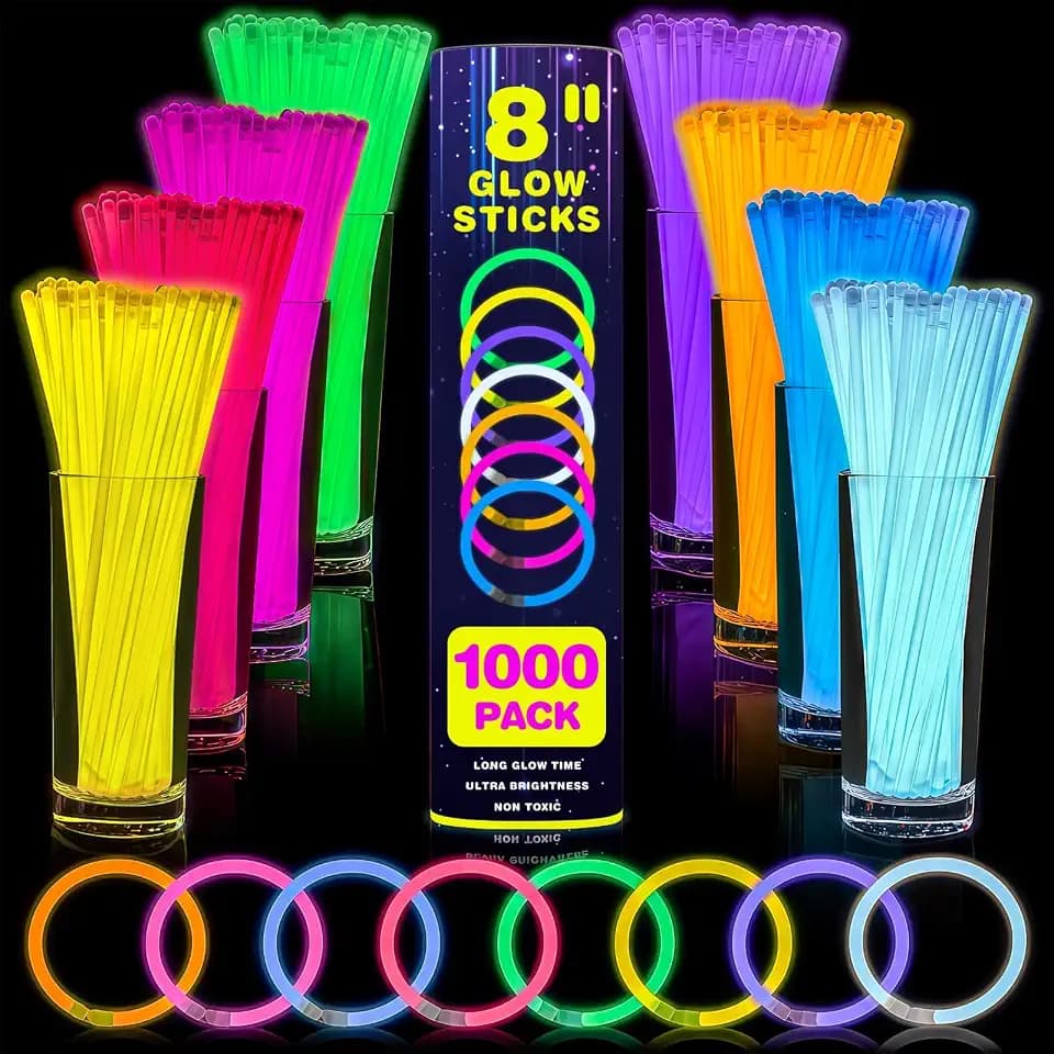 YixangDD 1000 Pcs 8 Inch Glow Sticks Bulk Party Pack with Connectors