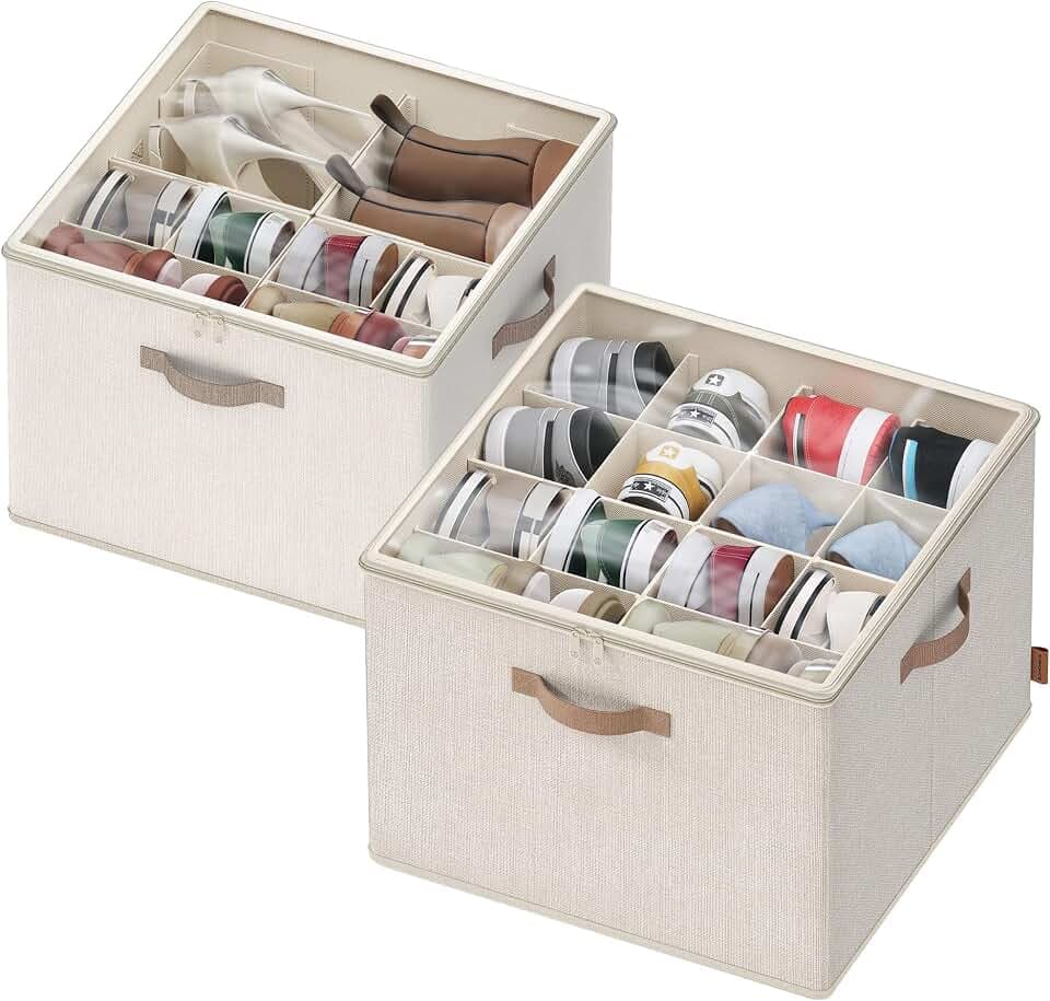 SONGMICS Schuh-Organizer, 2er Set, stapelbar, je für bis zu 16 Paar Schuhe