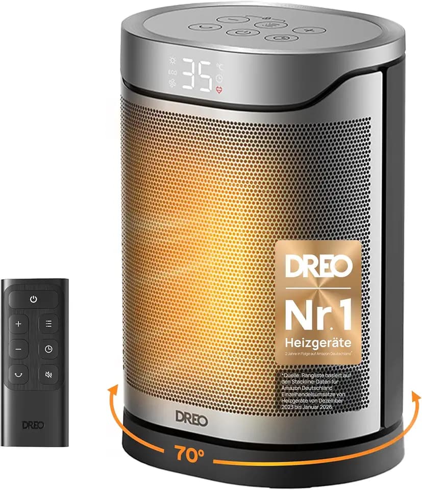 DREO Keramikheizung 318,1500 W, elektrische Heizungen für Schlafzimmer,freistehend,Überhitzungs-und Kippschutz,einstellbarer Thermostat, Kindersicherung, Energieeinsparung 40%,leise,12-Stunden-Timer