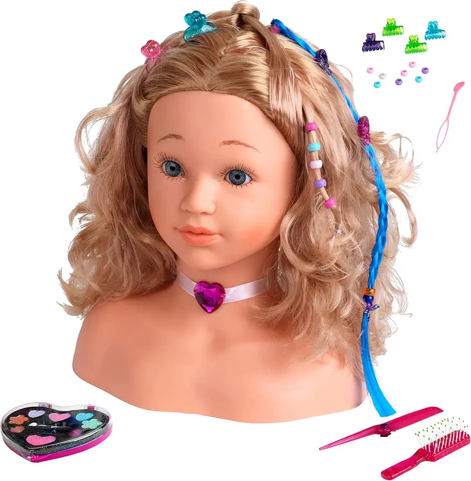 Theo Klein 5240 Schmink Frisierkopf Sophia Mit Haarspangen, dermatologisch getestetem Make-Up, Zubehör für Frisuren und tolle Schmink Ideen Maße: 23,5 cm x 13 cm x 27 cm für Kinder ab 3 Jahren