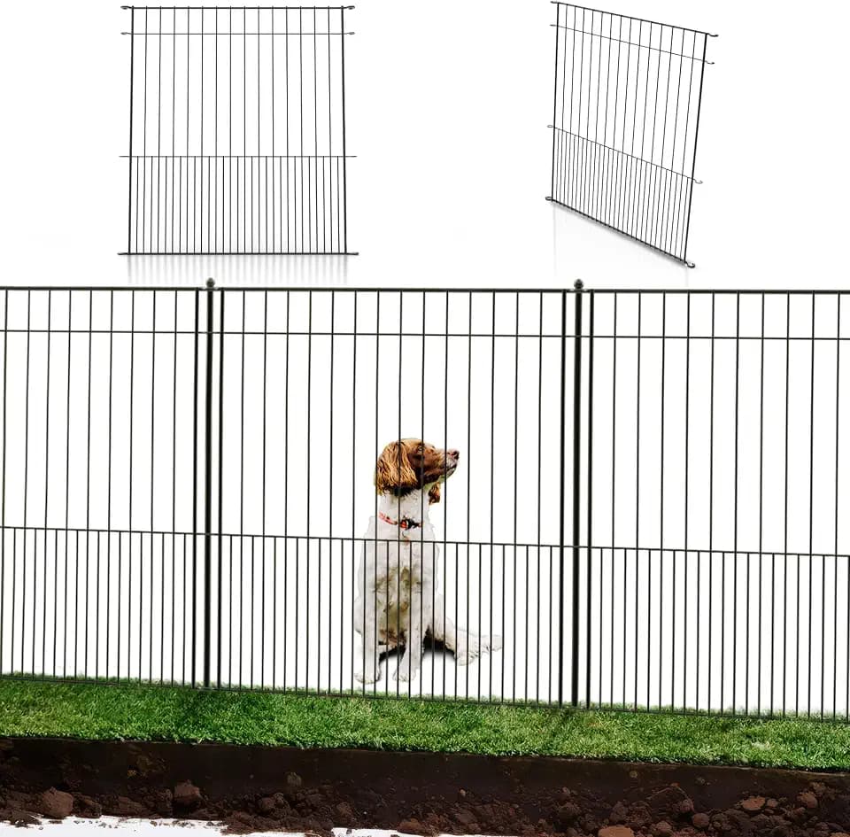 Tall Fence Panels - 32”H x 29”L, No Dig Metal Dog Fence, Heavy Duty, Garden Border & Animal Barrier, Rustproof, Decorative Fencing for Backyards, Frontyards, Outdoors and Edging