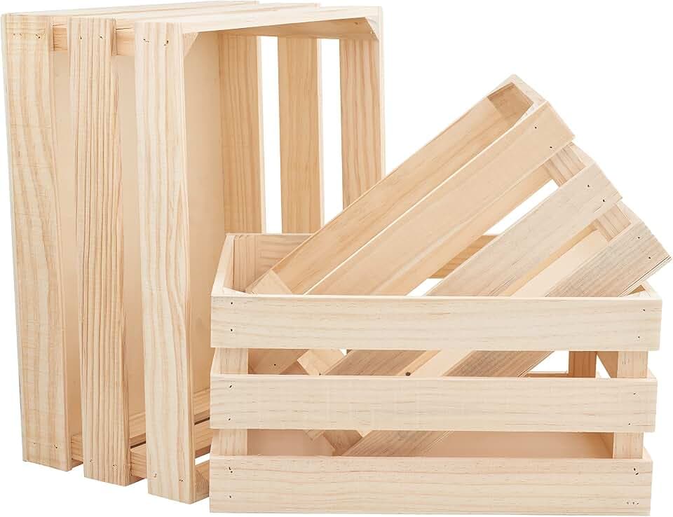 VBS Holzkiste Obstkiste Set aus Kiefernholz Sperrholz 40x30x19.5 cm
