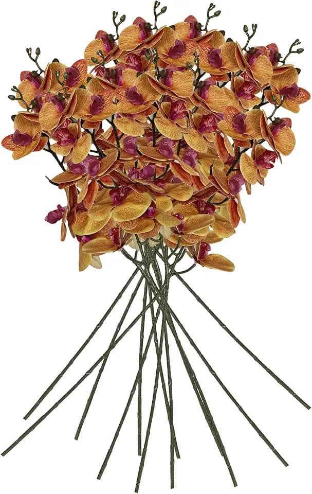 Packung von 12 Zweigen von Orchideen mit natürlicher Takt von 96 cm in brauner Farbe