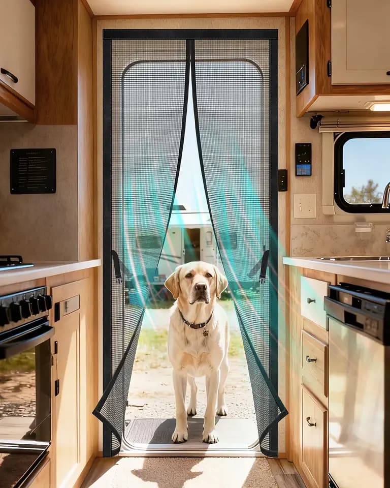 Magnetic RV Screen Door Curtain for Camper, Curtain Size 33'' x 75''