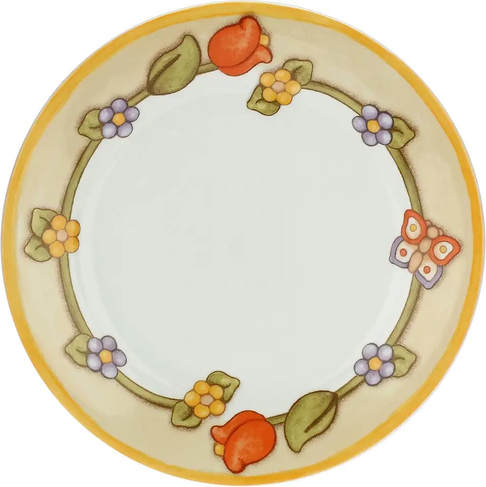 THUN - Mehrzweck-Teller mit Blumenrand aus Porzellan, Natur inspiriert, Spiegel-Satin Finish, 32 cm, wiederverwendbar, Spülmaschinengeeignet