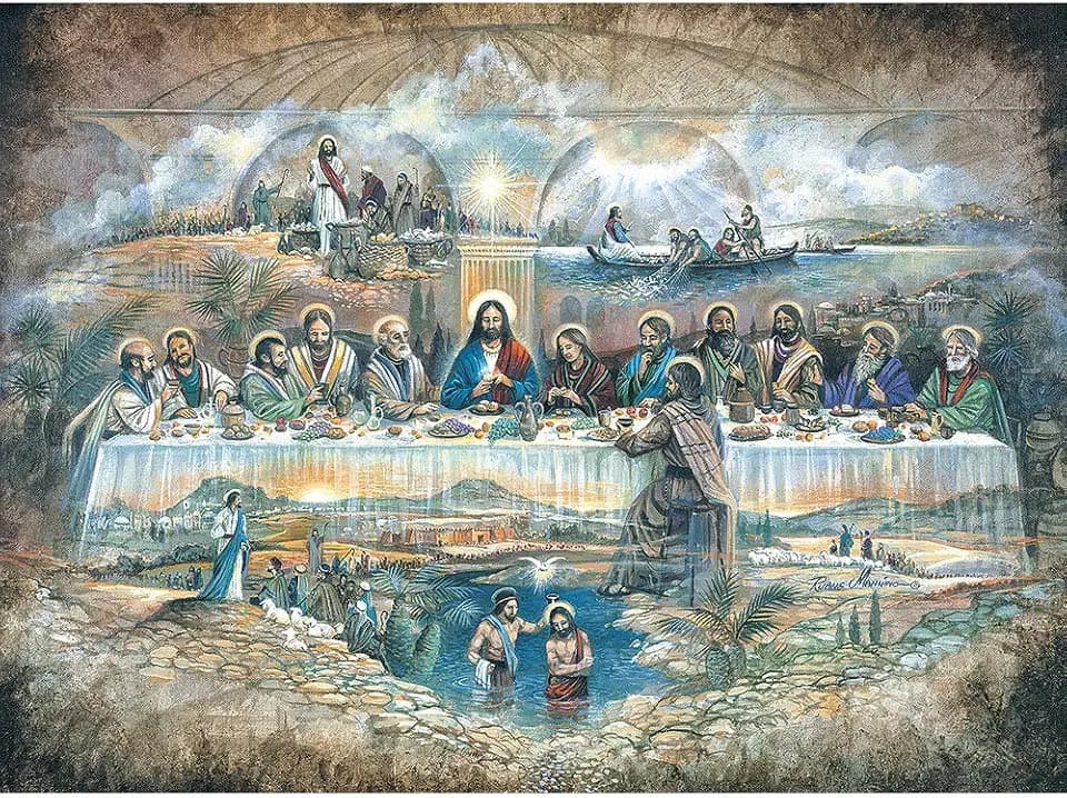 Bits and Pieces – Last Supper Jigsaw Puzzle for Adults – Religious Artwork by Artist Ruane Manning – Unique Random-Cut Pieces with Durable Construction (1000 Piece Puzzle 20" x 27")