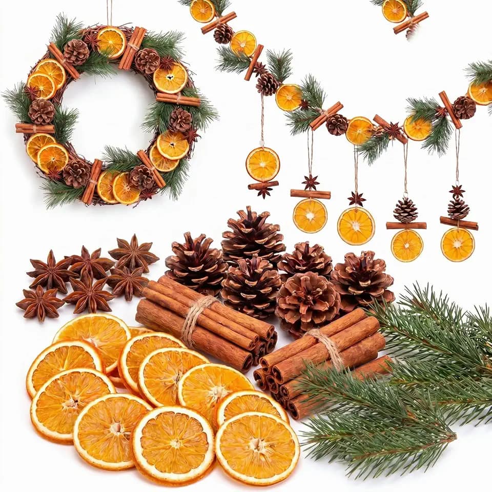 220 Pcs Rustic Christmas Dried Orange Slices Ornament for DIY Craft