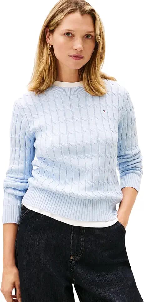 Tommy Hilfiger Damen Co Cable Mid Gg C-nk Ls SWT Ww0ww47644 Pullover (1er Pack)