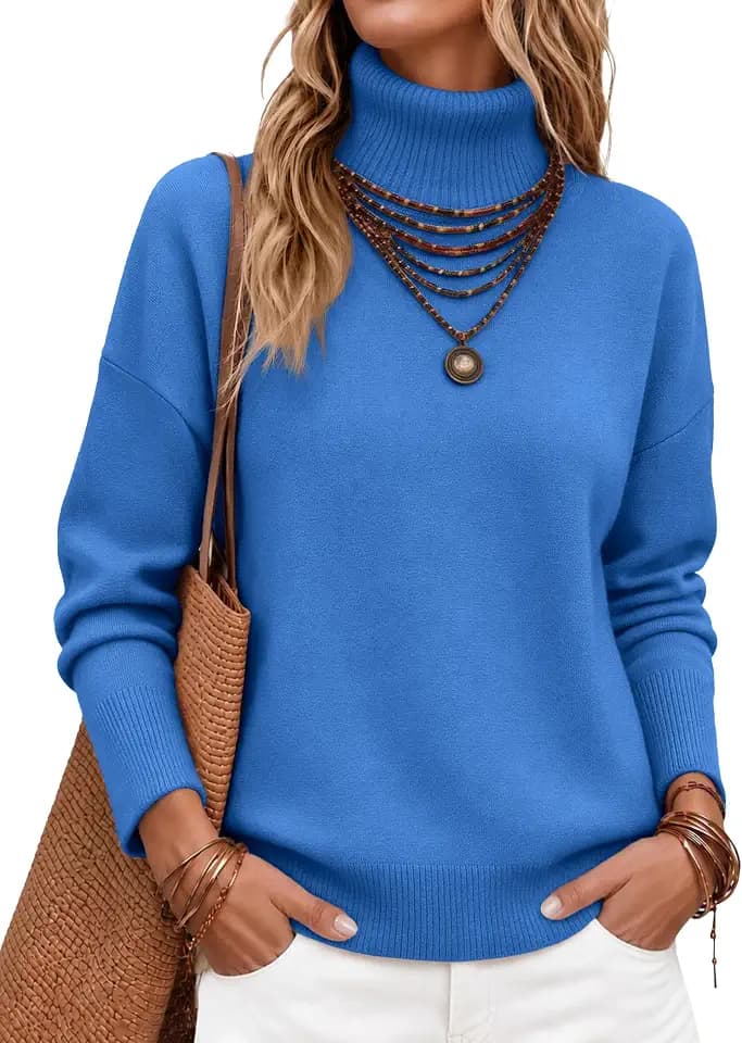 Zeagoo Women's Turtleneck Sweater 2026 Fall Winter Chunky Knitted Pullover