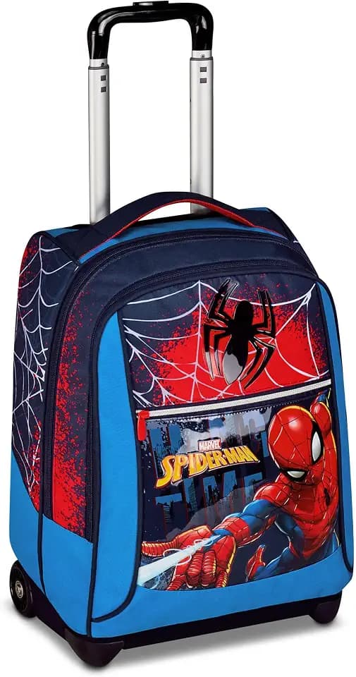 Seven Spiderman Big Trolley für die Schule, Blau, 2 in 1, Doppelzweck, Trolley und Rucksack, Grundschule, Kinder, blau, Blu, Casual