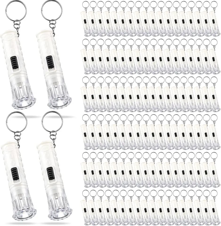 Geelin 200 Pcs Mini Flashlight Keychain Bulk,White