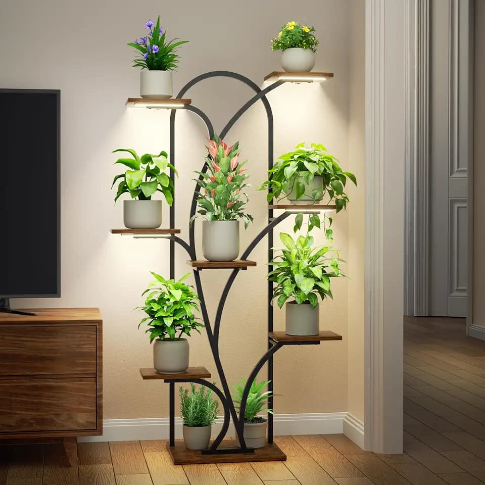Plant Stand Indoor with Grow Light, 55.6", 8-Tier Corner Plant Shelf