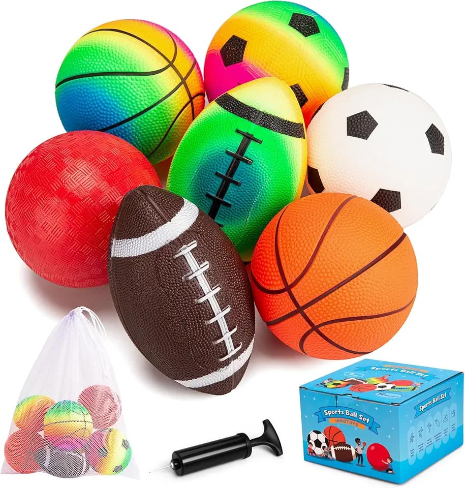 Soft Sports Balls for Kids, 7 Pack Outdoor Toys 5" Small Balls Set