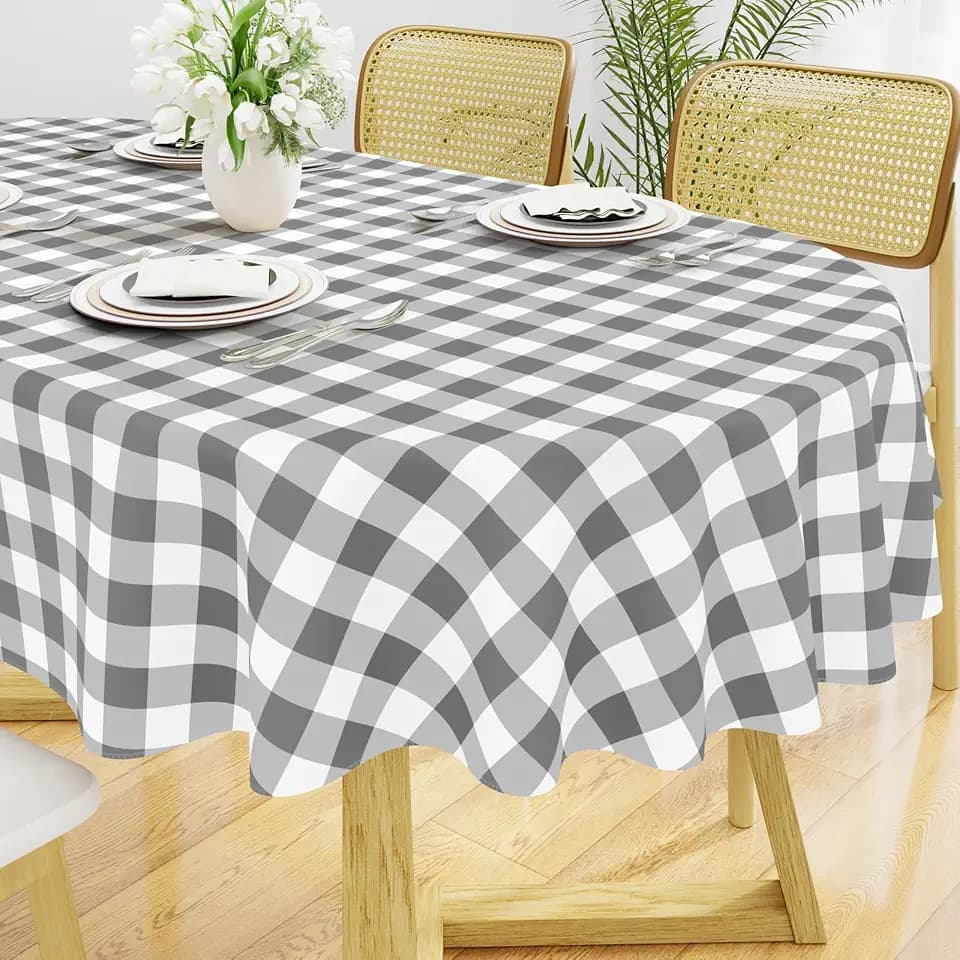 Smiry Oval Table Cloth, Vinyl Tablecloths with Flannel Backing, 60"x84"