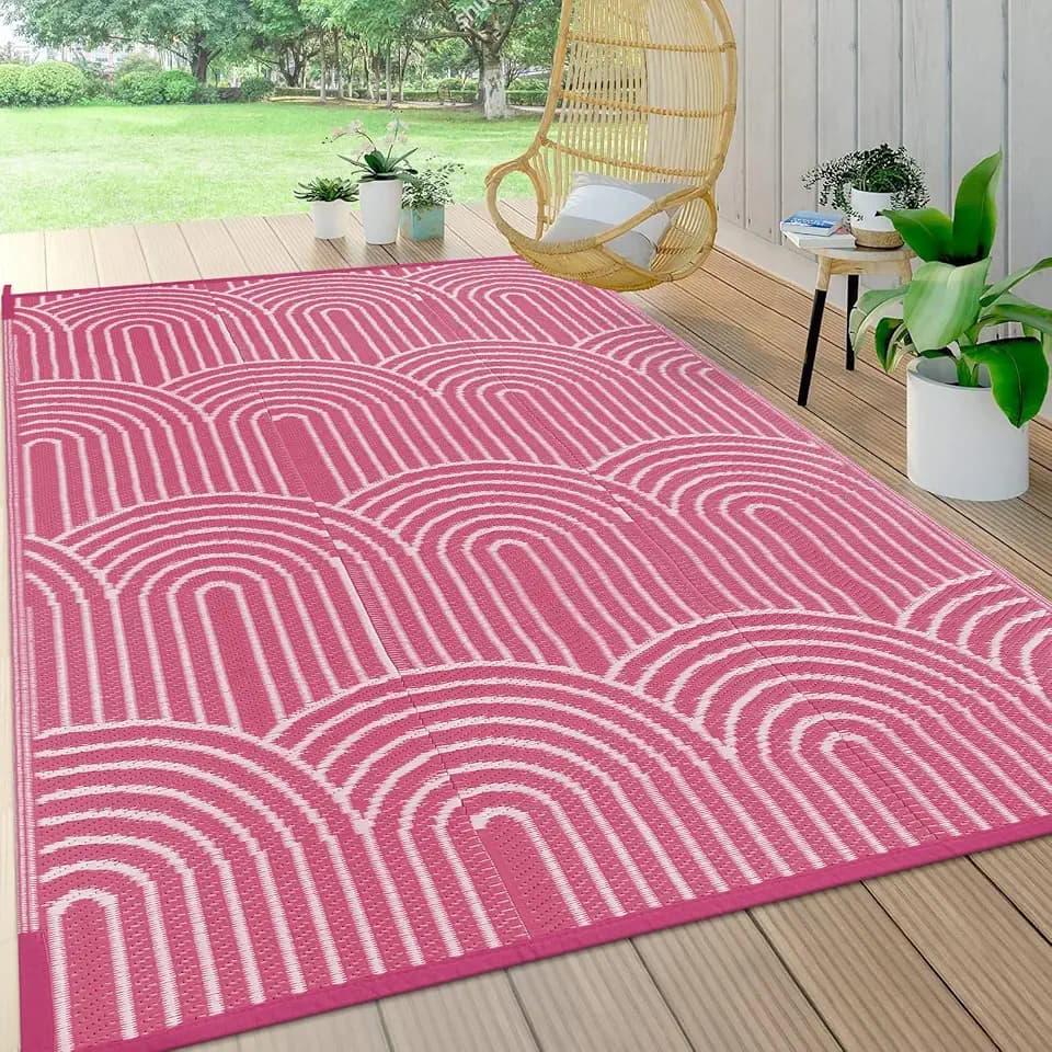 Lahome Extra Large Outdoor Rug 8x10 Patio Waterproof,Reversible Camping Rug