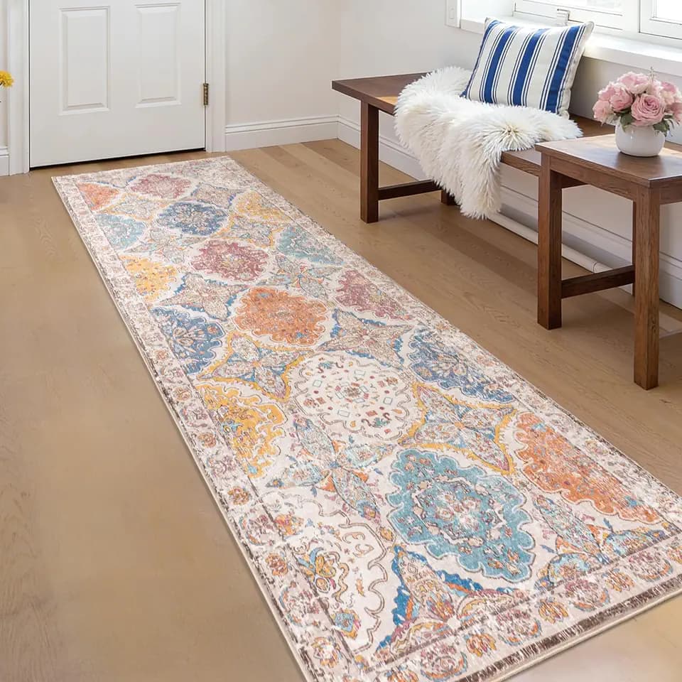 Moroccan Vintage Distressed Boho Geometric Colorful 2.7x8 Runner Rug