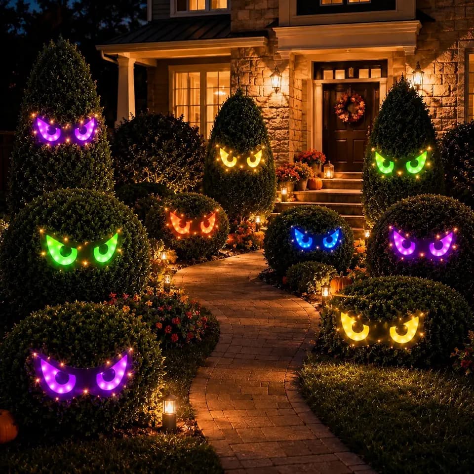 Woanger 10 Pcs Outdoor Halloween Decorations 5 Styles Large Glowing Eyes
