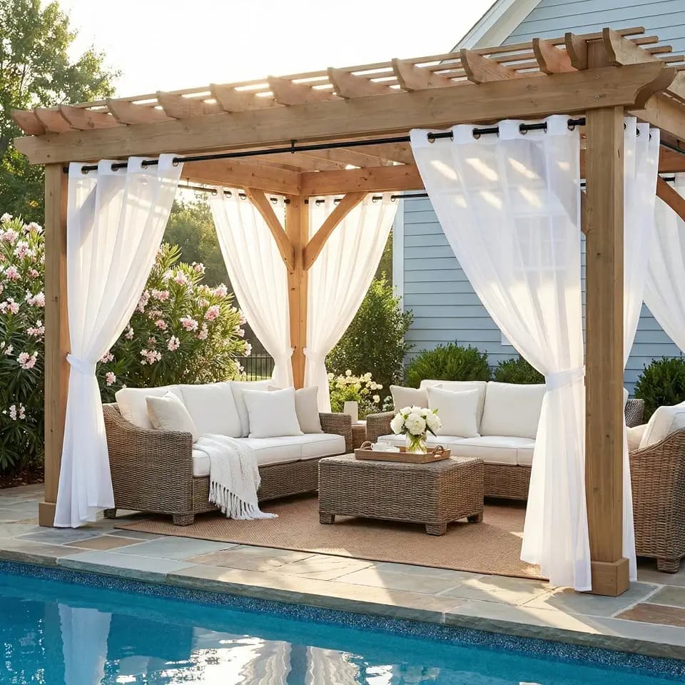 NICETOWN 2 Panels Sheer Outdoor Curtains Waterproof for Patio 108 inch Length, Rustproof Grommet Light Filter Indoor Outdoor Sheer Curtains & Drapes for Cabana/Abror, W54 x L108, White