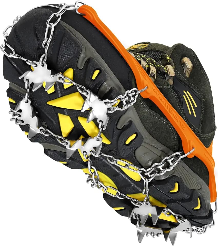 Grödel Steigeisen für Bergschuhe mit 24 Zähne, Grödel für Wanderschuhe aus Edelstahl, Spikes Schuhe Traktion mit Anti-Rutsch für Jede Outdoor-Aktivität und Herausforderung