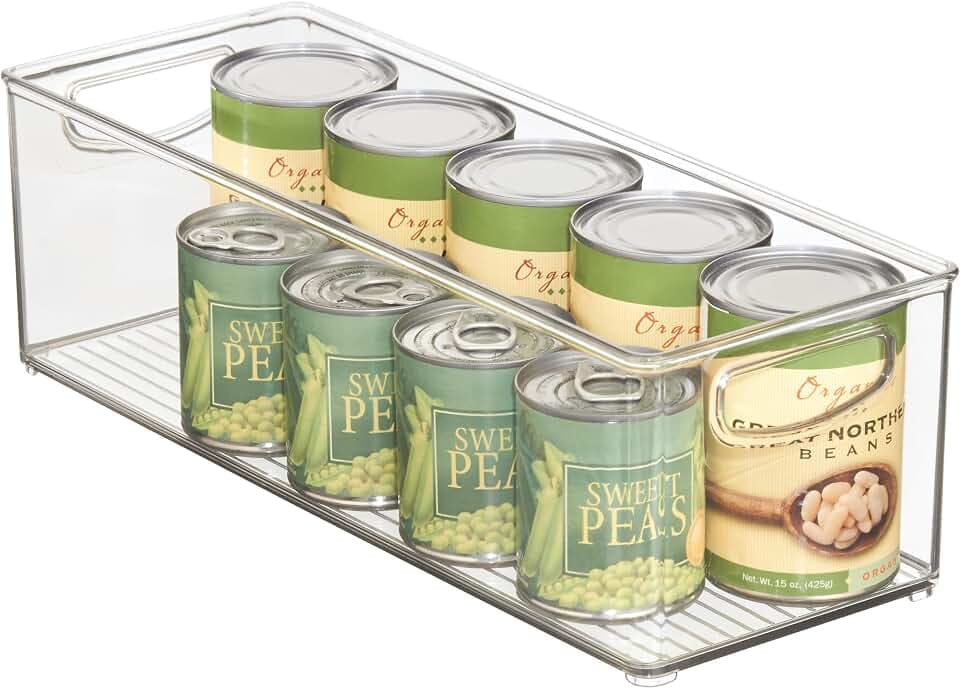 iDesign Stapelbare Vorratsbox aus Kunststoff mit Griffen, transparent