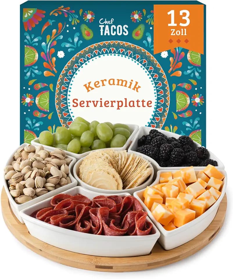 CT Snackteller mit Fächern, Lazy Susan, 33 cm, Keramik