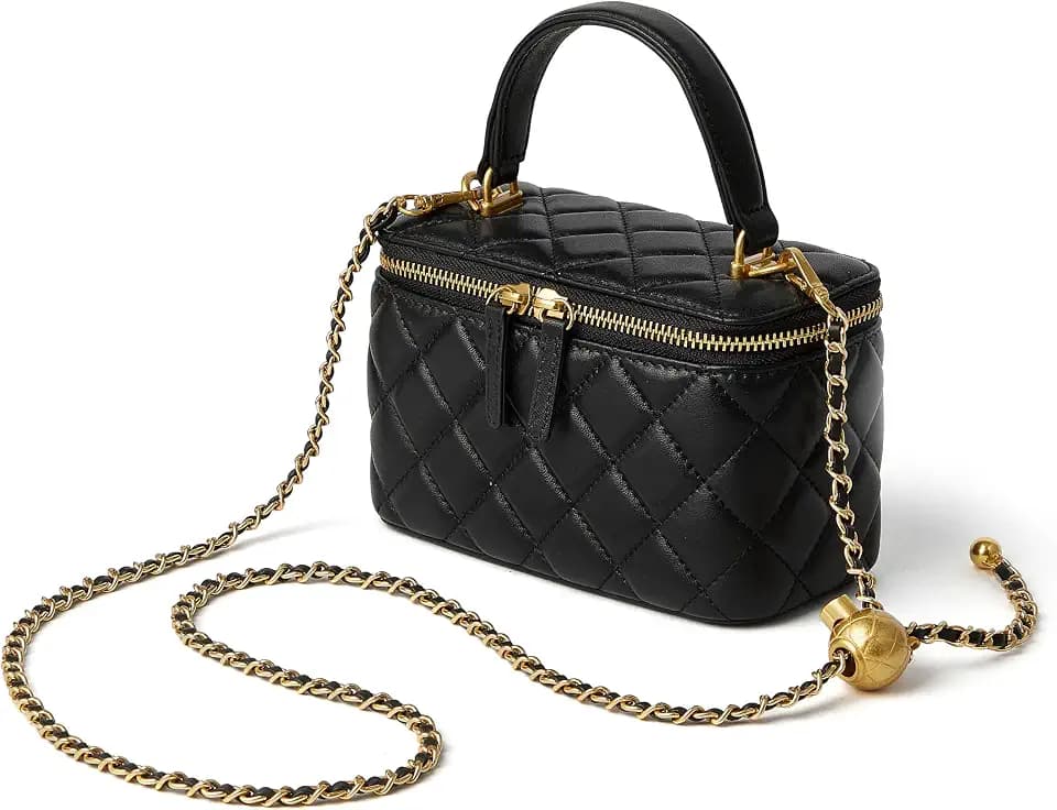 DORIS&JACKY Small Leather Crossbody Purse for Women Mini Top Handle Box Bag