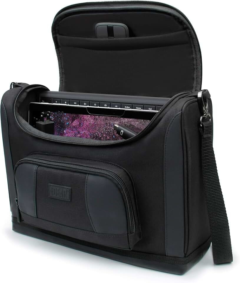 USA Gear Kleine Messenger-Tasche von Compatibel mit Microsoft Surface Pro 11, Generation, Surface Pro 10, Pro 9 – Umhängetasche Passend für Surface-Zubehör, Ladegerät, Tastatur, Maus (Schwarz)