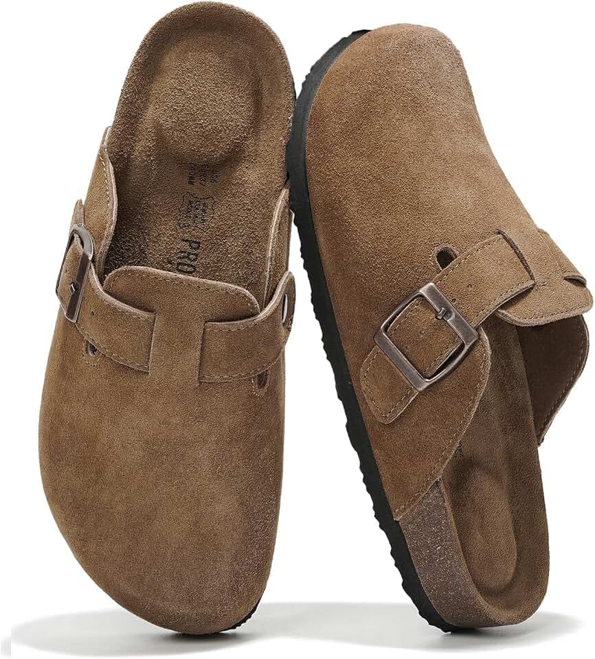 100% Genuine Leather Slip-on Footbed Clogs for Women - Fall Shoes for Women