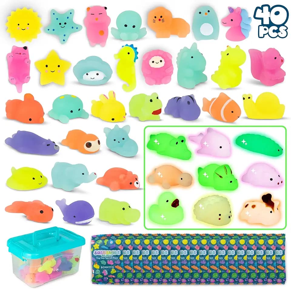 BONNYCO Mochi Squishy Set 40 Stück Mitgebsel Kindergeburtstag, Squeeze Toy