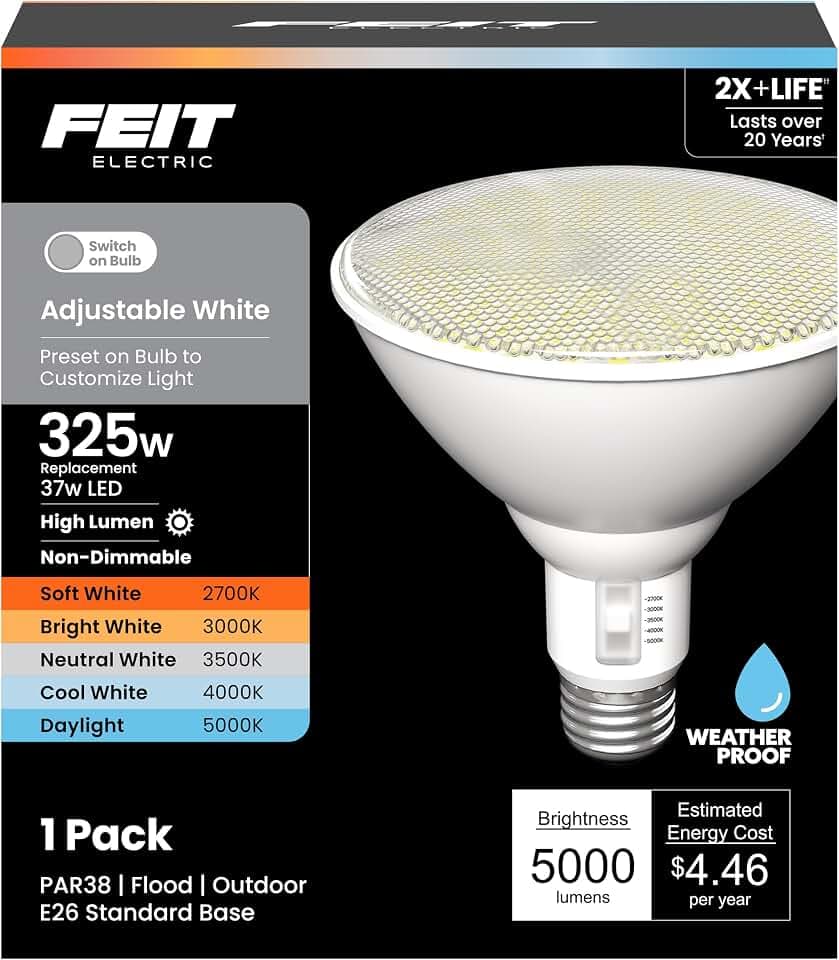 Feit Electric PAR38 LED Flood Light - 5000 Lumens, 5CCT