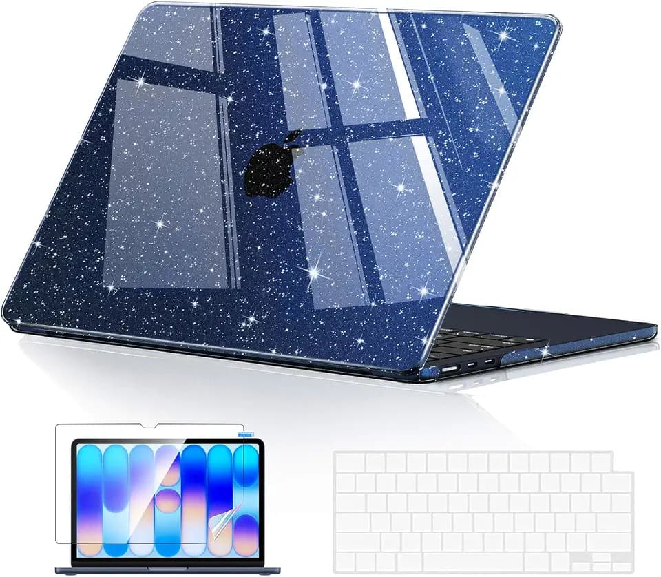 EooCoo for MacBook Neo Case 13 inch 2026, 100% Match Color, Sparkly Indigo