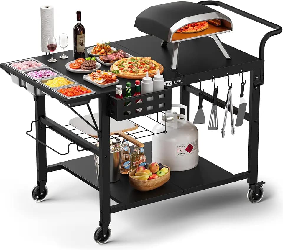 Pizza Oven Table Stand, Outdoor Grill Cart Table for Ninja Ooni Blackstone