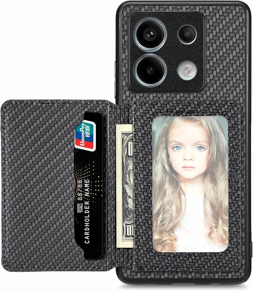 MOJIA Hülle für Xiaomi Redmi Note 13 Pro 5G / Poco X6 5G, Ultra Dünn TPU rutschfeste, Stoßfeste Handyhülle, Schutzhülle mit Kartentasche und RFID-Abschirmung. Schwarz