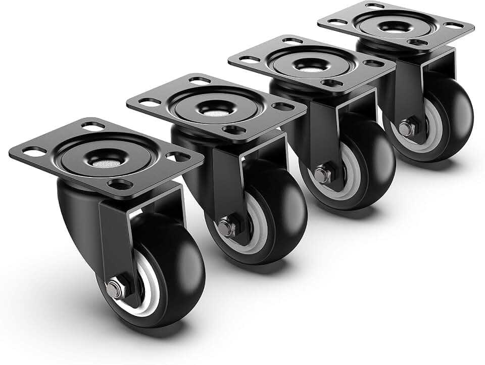 HOLKIE 2 Inch Swivel Caster Wheels - Heavy Duty 600 Lbs Capacity (Pack of 4) - Silent Polyurethane Casters No Brake - Non-Marking Rubber Replacement Wheels for Furniture, Cart, Workbench & Dolly