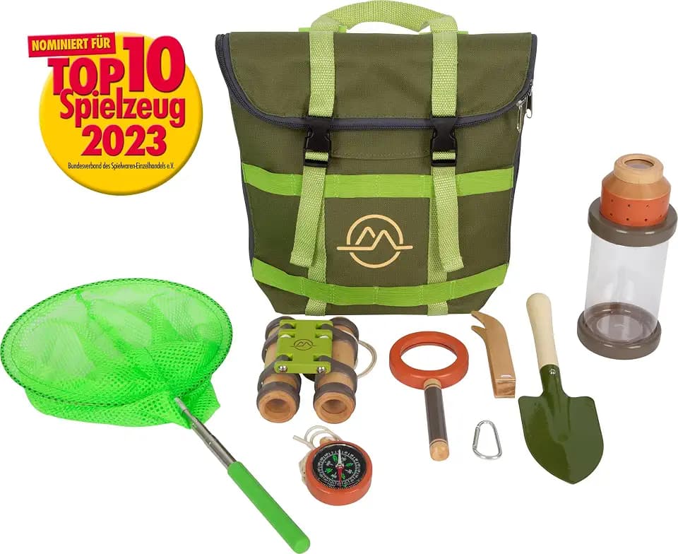 small foot Entdeckerrucksack „Discover“, Outdoorspielzeug für Ausflüge in die Natur, für Kinder ab 3 Jahren, 12336 Toys, Silber