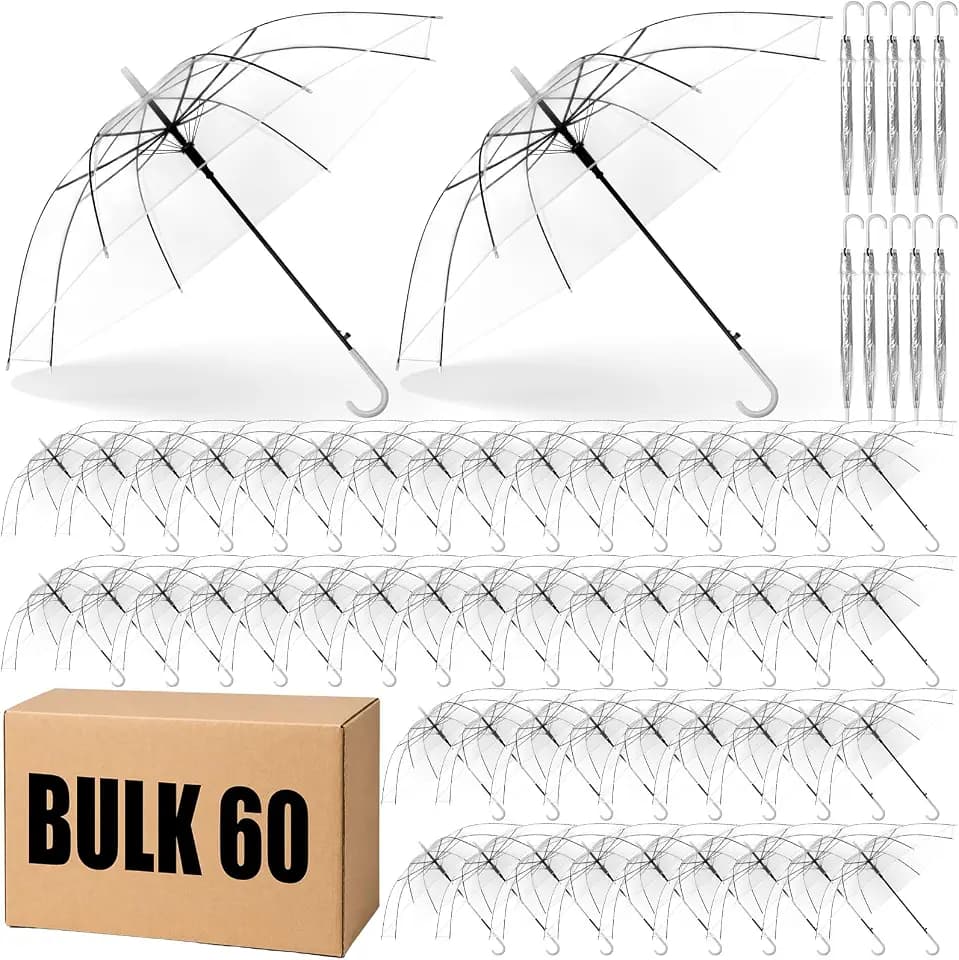 Reginary 60/100 Pack Clear Umbrellas Bulk for Wedding & Events