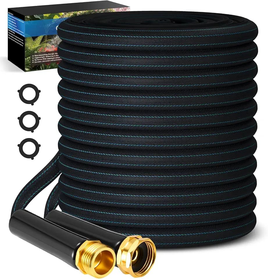 CXEZSIK Garden Hose 50FT Lightweight Non-Expanding Leak-Proof No-Knot Black