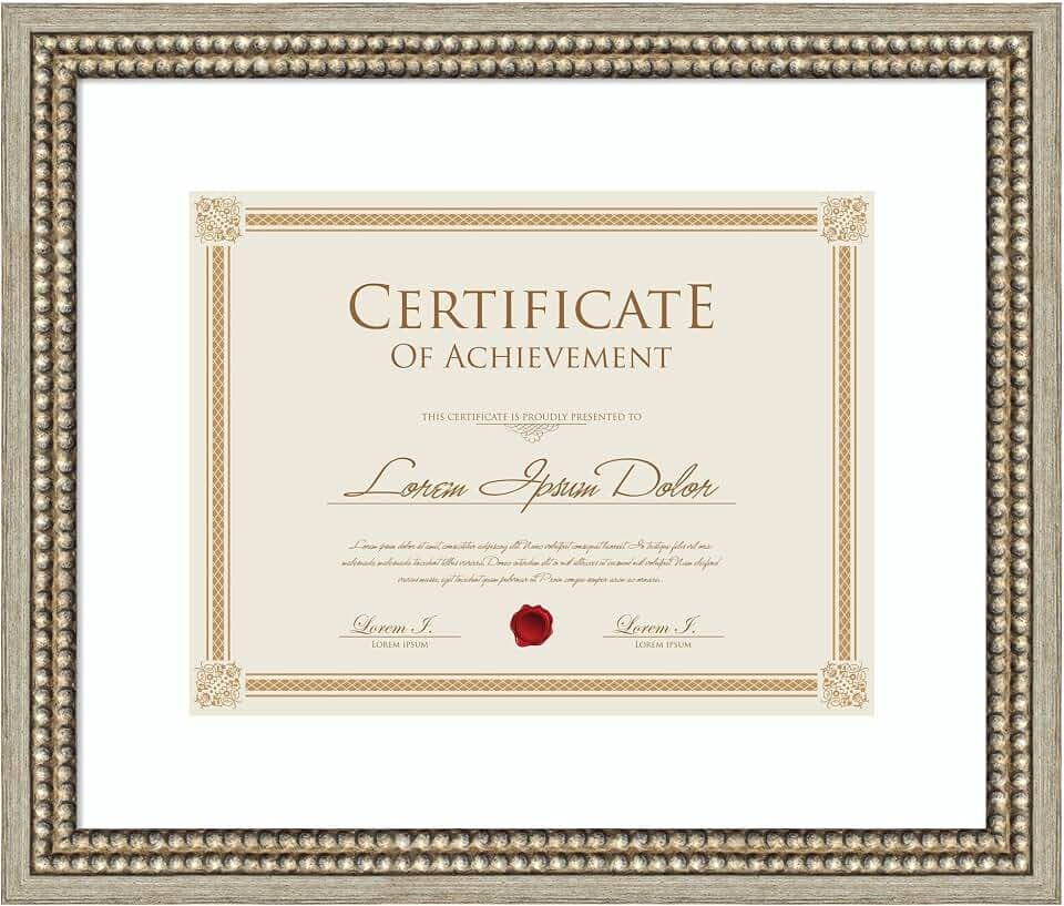 Amanti Art Diploma Frame 8.5x11 Certificate Size Photo Frame, Castellan Silver Wood Framing for your Wedding Photos, Family Pictures, Diploma, Certificate, Kids Art Gift for Mom or Poster Wall Decor