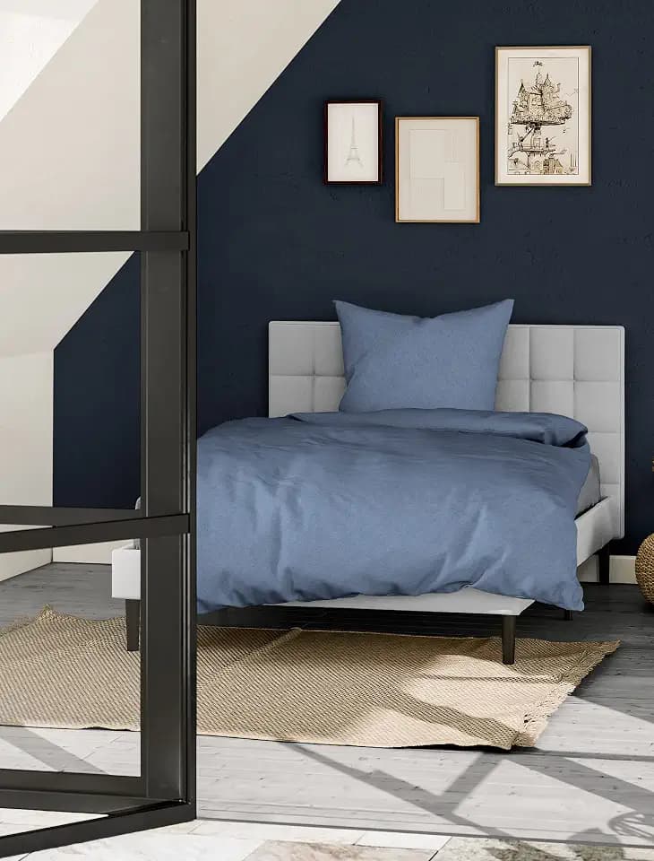 Bierbaum Bettwäsche 3292, Satin Basic, Designed in Germany, ozean 01, Fischgrat-Muster, 135x200 + 80x80 cm